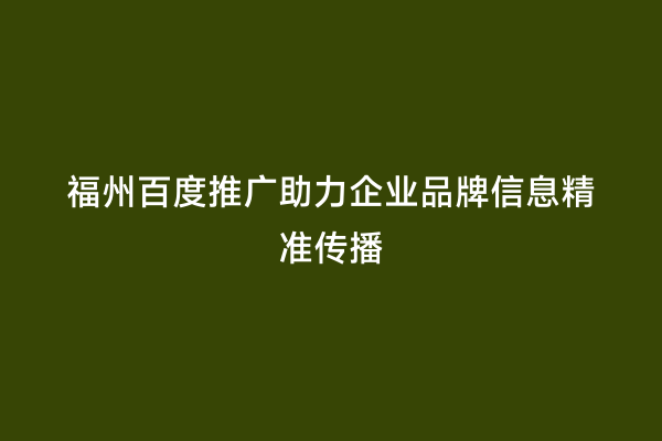福州百度推广助力企业品牌信息精准传播