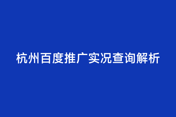 杭州百度推广实况查询解析