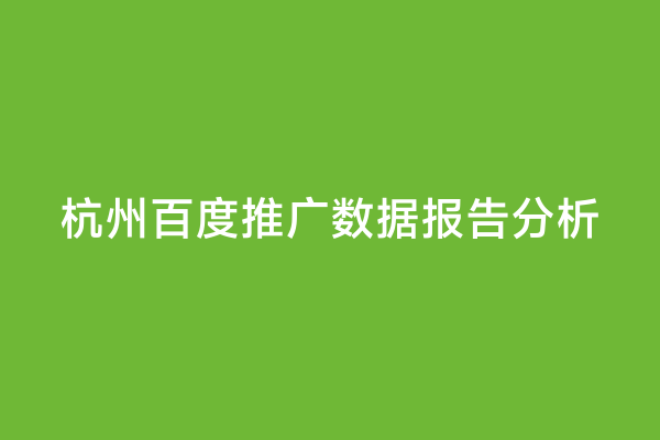 杭州百度推广数据报告分析